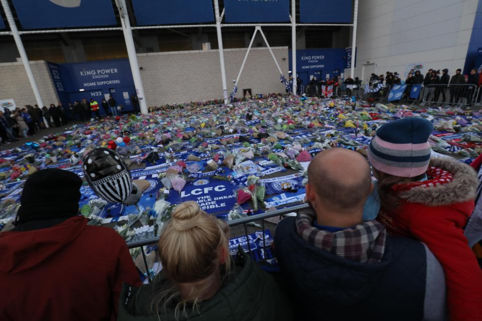  Leicester City fans pay their respects following the helicopter crash