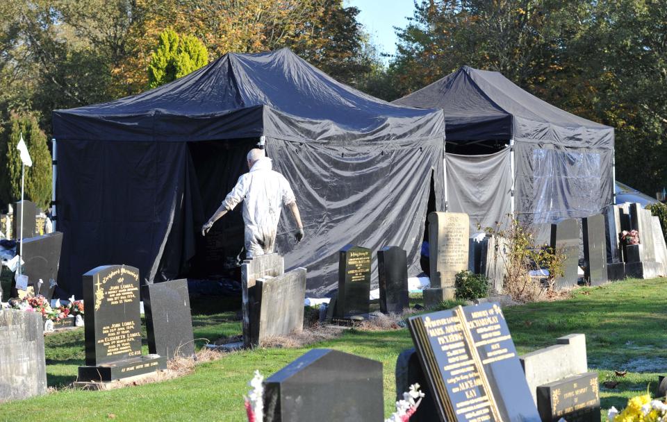 A tent was erected around the grave while the reburial took place