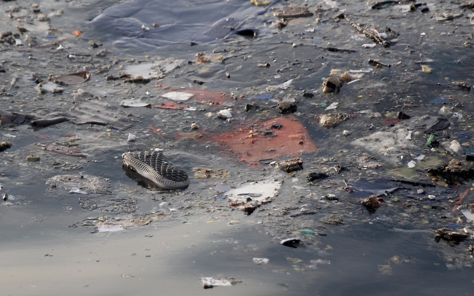 Debris from the crashed Lion Air plane in the sea off the coast of Tanjung Pakis Karawang