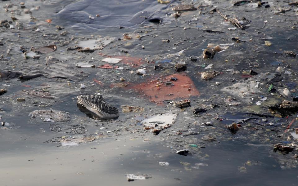  Debris from the crashed Lion Air plane in the sea off the coast of Tanjung Pakis Karawang