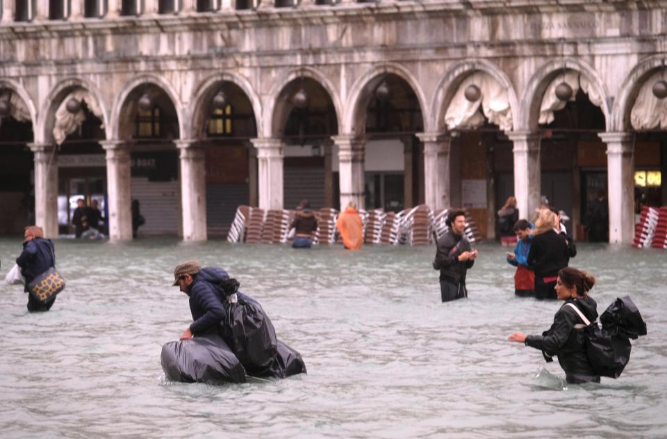  Venice has been struck by exceptionally high tides causing a flood