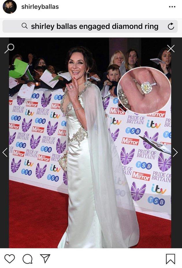  Shirley Googled herself to show off a huge ring on her engagement ring finger at the Pride of Britain awards