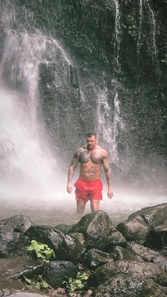  In one of the updates, Murrell is pictured at a waterfall in Bali