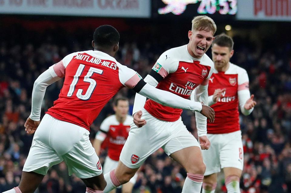 Smith Rowe celebrates after he made another impressive impact in the Arsenal side