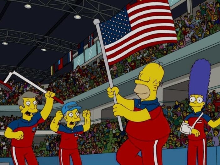  Did Homer's win in curling predict a real-life win for the US?