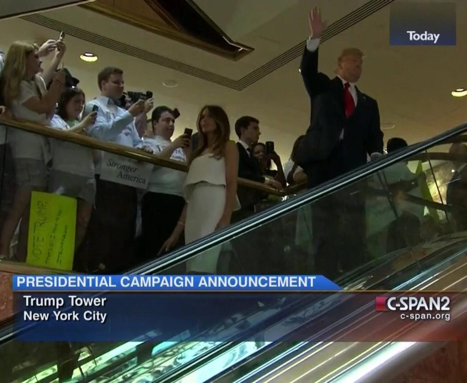  An image of Trump waving on some stairs is very similar to the scene in The Simpsons