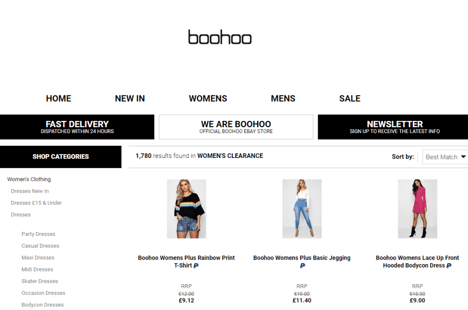 Boohoo's eBay outlet store offers some great deals