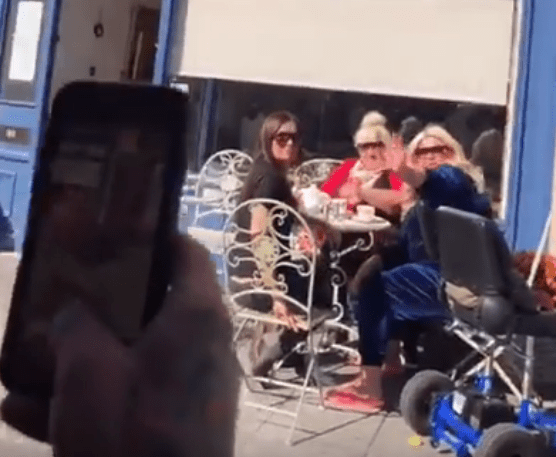  The pair drove past Gemma having drinks with some pals outside an Essex cafe