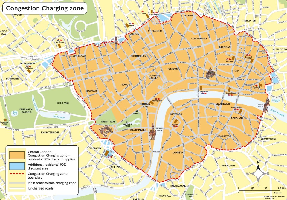 The London Congestion Charge operates on weekdays from 7am to 6pm