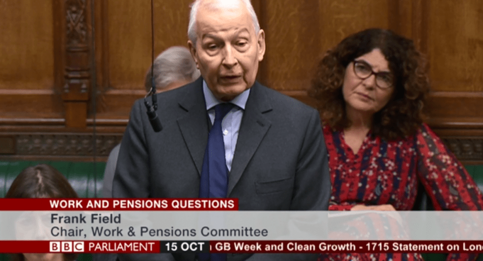  Frank Field told MPs Universal Credit was driving women to prostitution