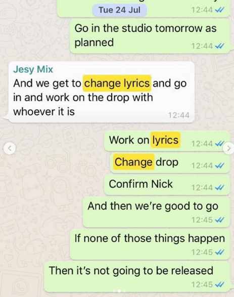 They had also shared a screenshot of a Whatsapp conversation from July, which appeared to prove they tried to confirm Nicki as their guest artist first