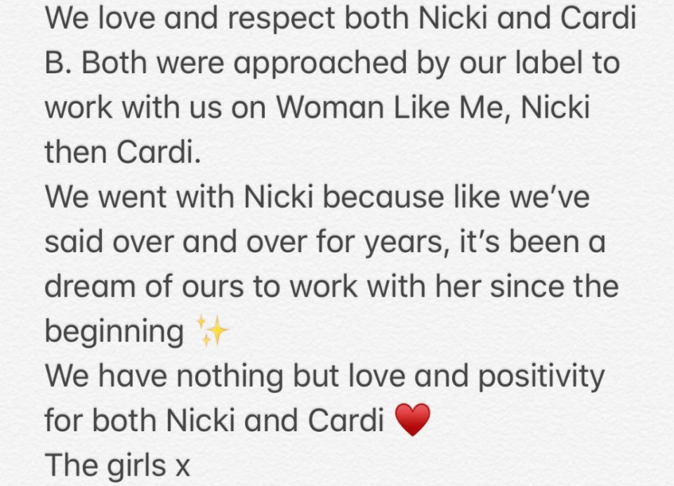 The band revealed they had approached both artists, who they 'love and respect', in a statement regarding the feud on Twitter