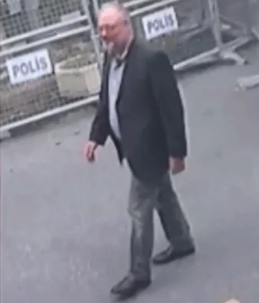  Jamal Khashoggi pictured arriving at the Saudi Consul in Istanbul just before he disappeared