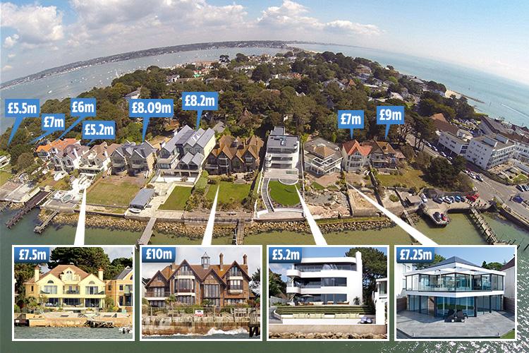  The 850ft long road in Dorset contains 13 harbourside mansions that total a staggering £93million in value