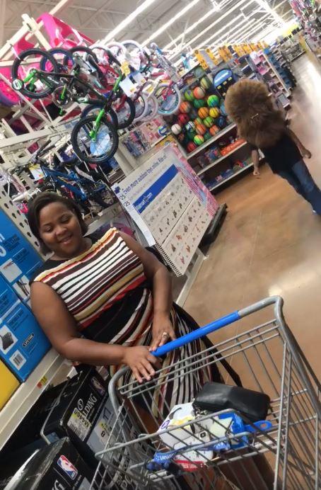  The lad was filmed sneaking up on her while shopping at Walmart