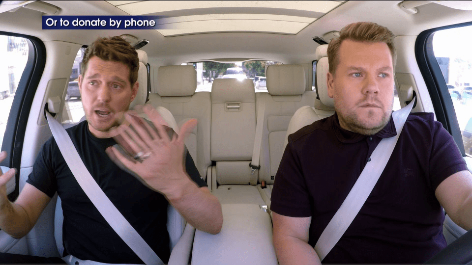  The Canadian singer opened up as James Cordon drove in a Carpool Karaoke charity special