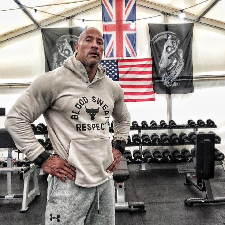  He has hung a Union Jack flag in his pop-up gym alongside an American one