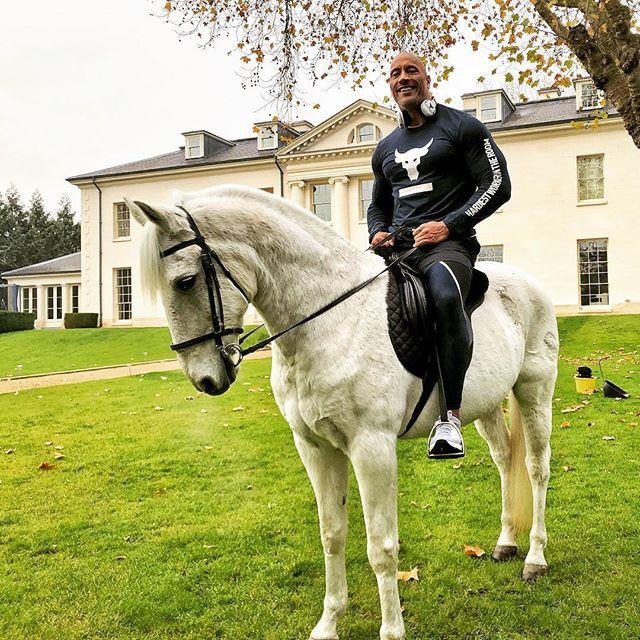  The Rock rode Rusty the horse outside his new London palace