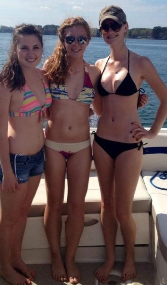  This photo has gone viral thanks to the awkward design on the woman's bikini