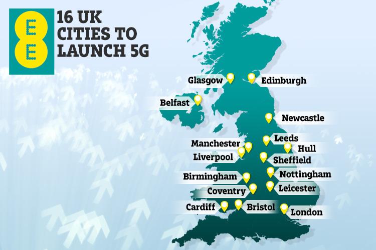 EE hopes to have 5G up and running in 16 of the UK’s major cities by the end of the year