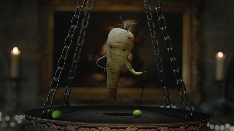 This year's advert features a new character: an evil parsnip called Pascal