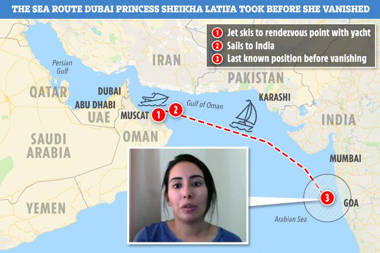 The route the princess is thought to have taken before she was allegedly kidnapped 