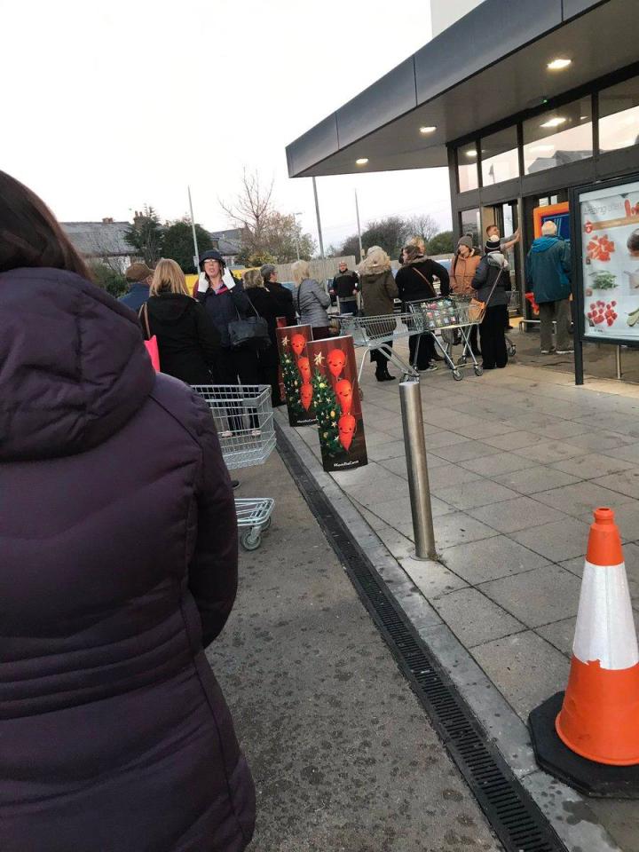 Long queues were snapped outside Aldi stores this morning as shoppers tried to get their hands on Kevin the Carrot toys