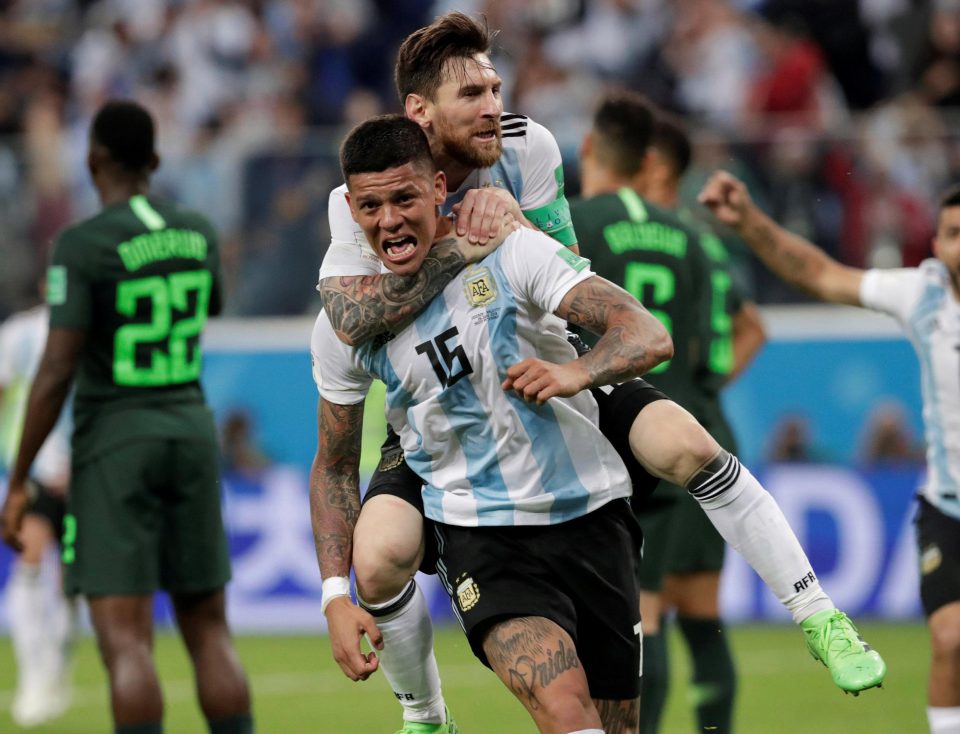 The Argentina defender scored the crucial winner against Nigeria at the World Cup