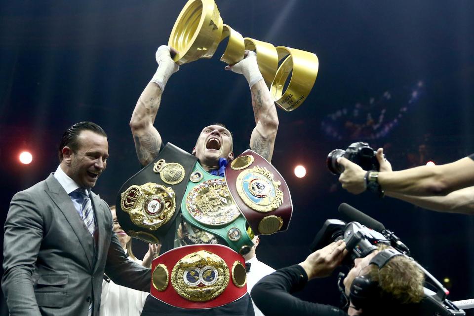  Oleksandr Usyk takes on Bellew on Saturday for the WBA, WBO, IBF and WBC cruiserweight titles