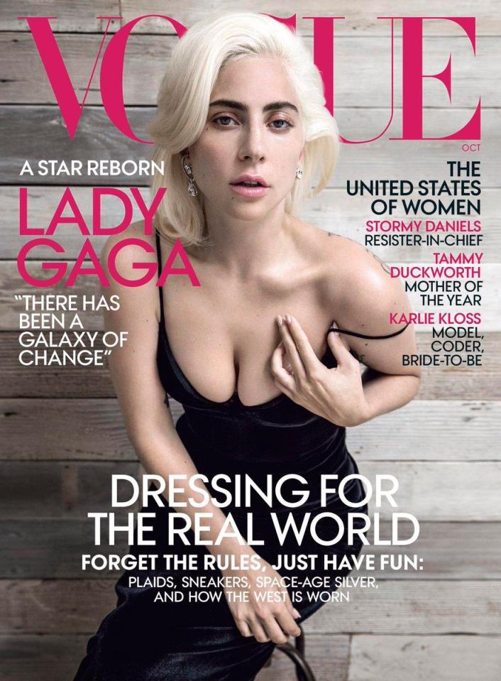  Lady Gaga appeared braless in Vogue