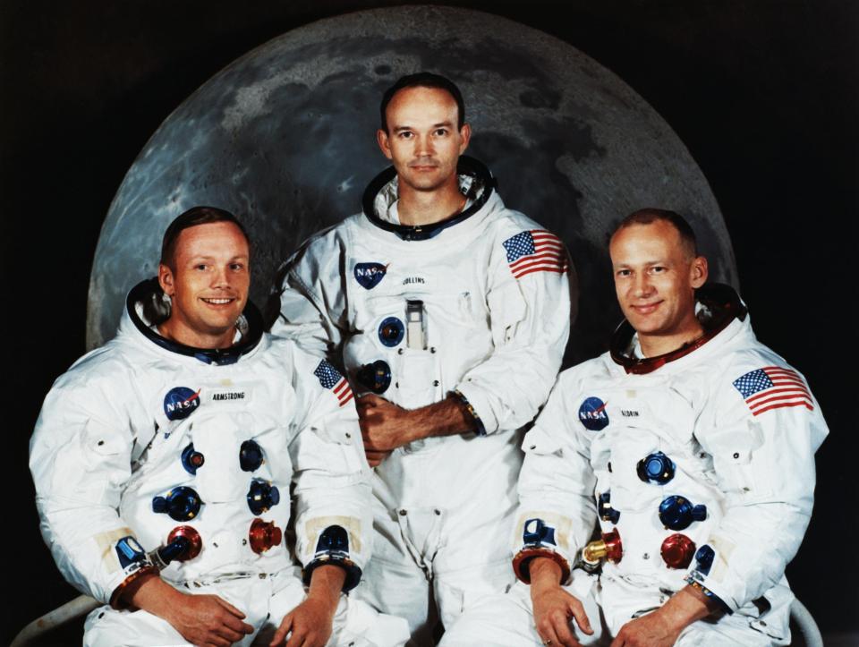  Neil Armstrong, Michael Collins, and Buzz Aldrin, Jr. (L-R) were the three astronauts who took part in the Apollo 11 lunar landing mission in 1969