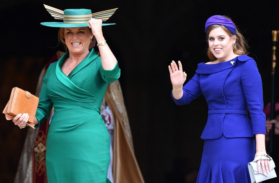  Sarah (alongside eldest daughter Princess Beatrice) opted for emerald hues to watch Eugenie walk down the aisle