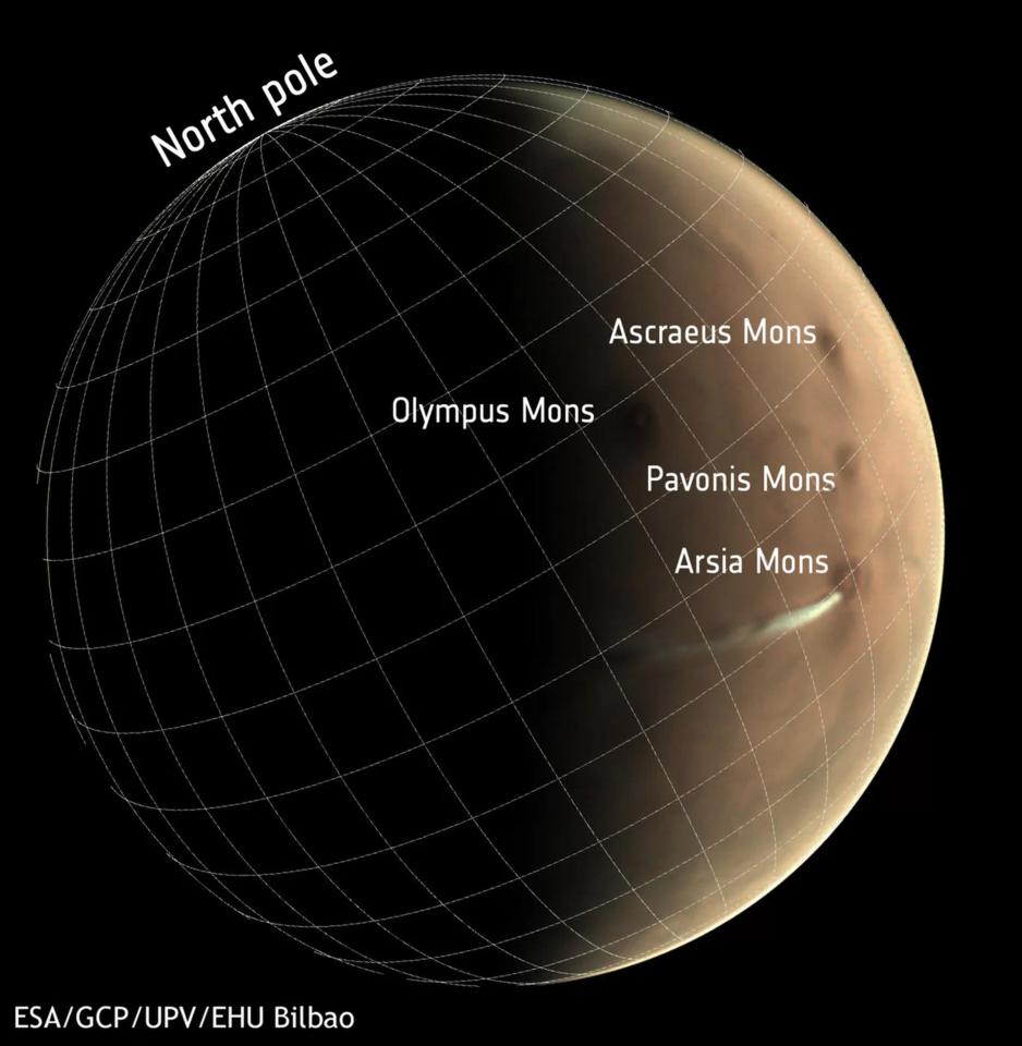  Image of Mars showing its main geographical features