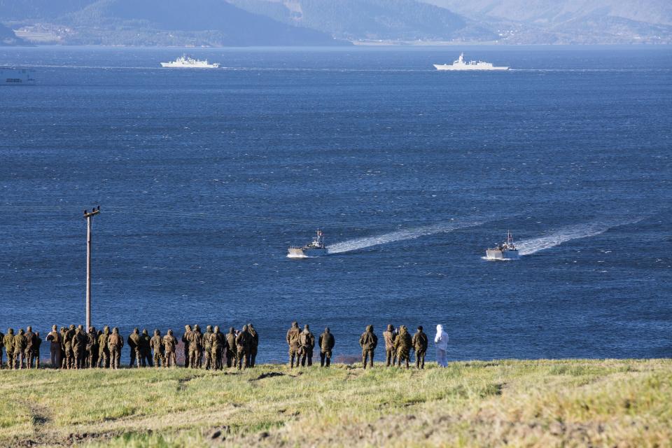  Navy vessels and troops from different countries during the war games in Norway