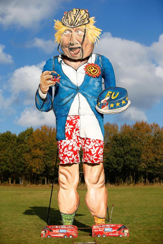  The Boris effigy about to burn on Bonfire Night in Kent is having its cake and eating it - a complaint from the sneering mouth of eurocrat Michel Barnier