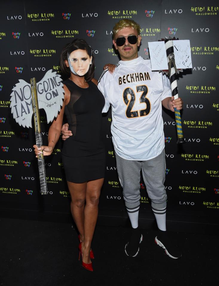  Mel B in a Posh Spice mask and boyfriend Gary Madatyan attend Heidi Klum's 19th annual Halloween party at Lavo New York on Wednesday, October 31, 2018