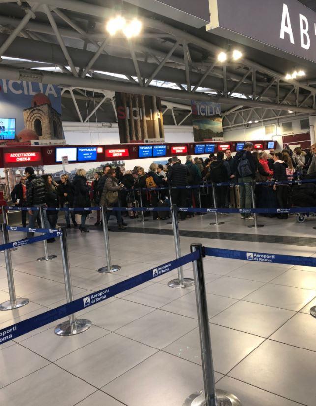  A disgruntled passenger with he Twitter handle @IsAinmPeppa shared this picture of the long queues at Ryanair check-in desks at Rome Airport, as the new baggage fees came into force this morning