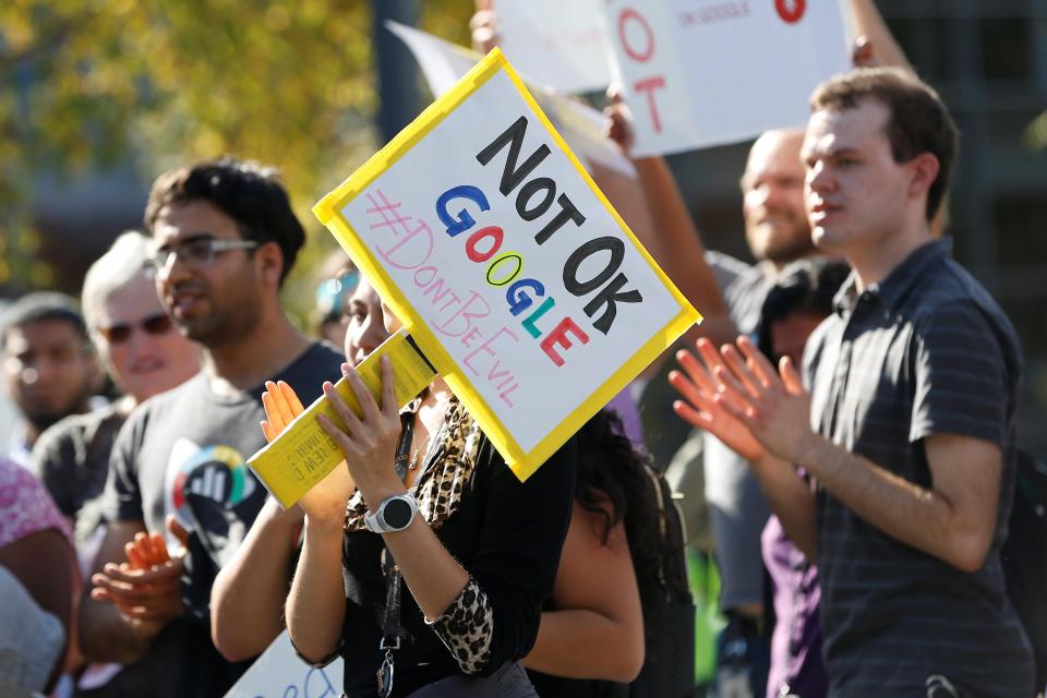  Workers are protesting over the company's handling of a large payout to Android chief Andy Rubin