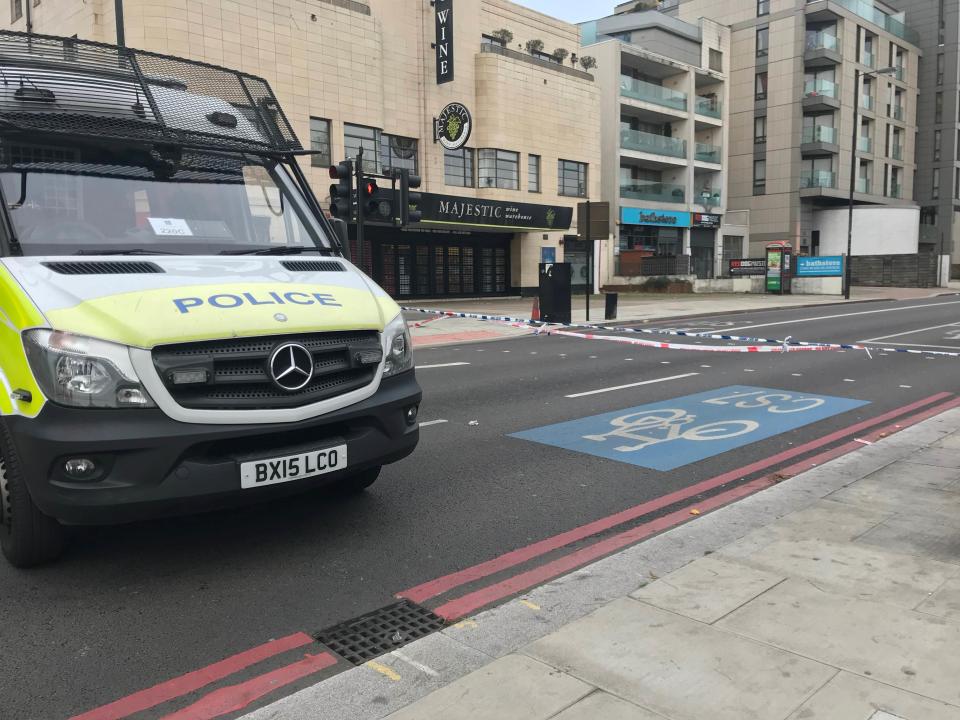  Police attend the scene of a stabbing in east London