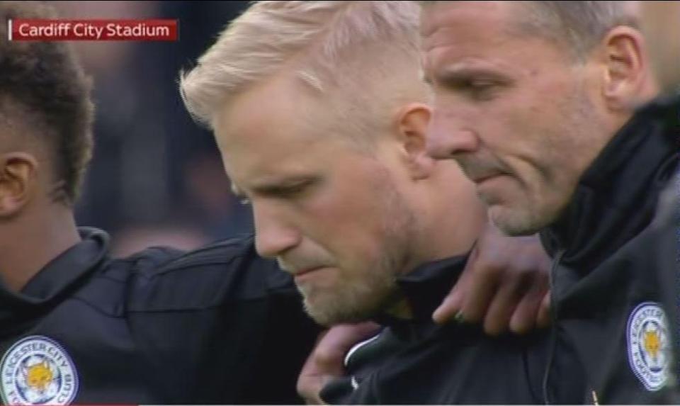  Kasper Schmeichel looked close to tears ahead of the clash against the Bluebirds