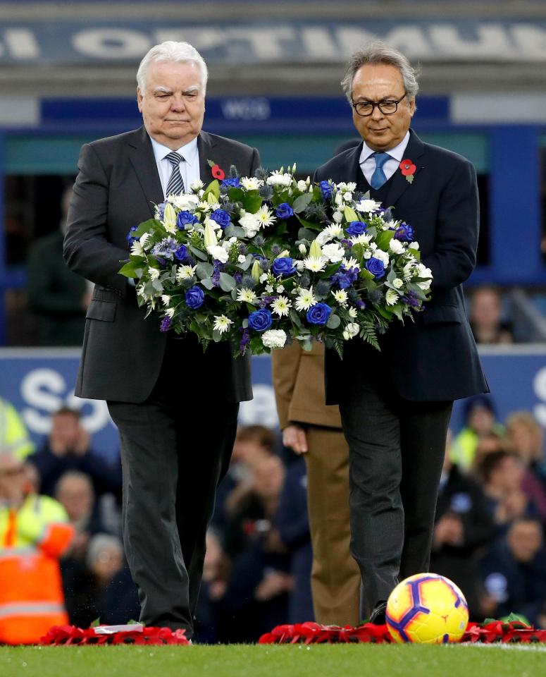  Bill Kenwright and Everton owner Farhad Moshiri lay a wreath in memory of the victims of the helicopter crash