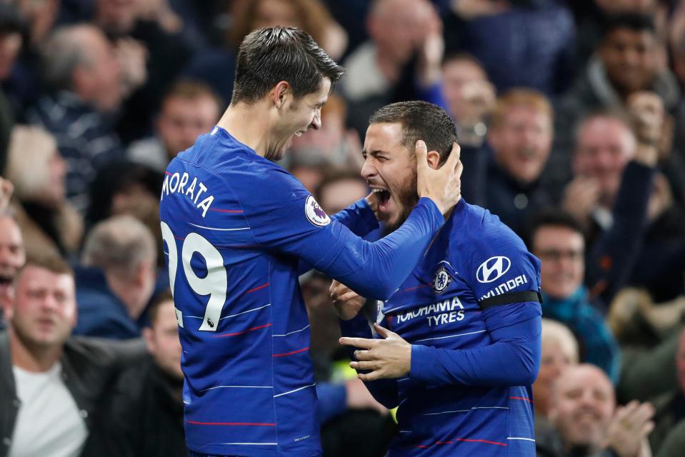  Eden Hazard set up Morata for his second goal against Crystal Palace