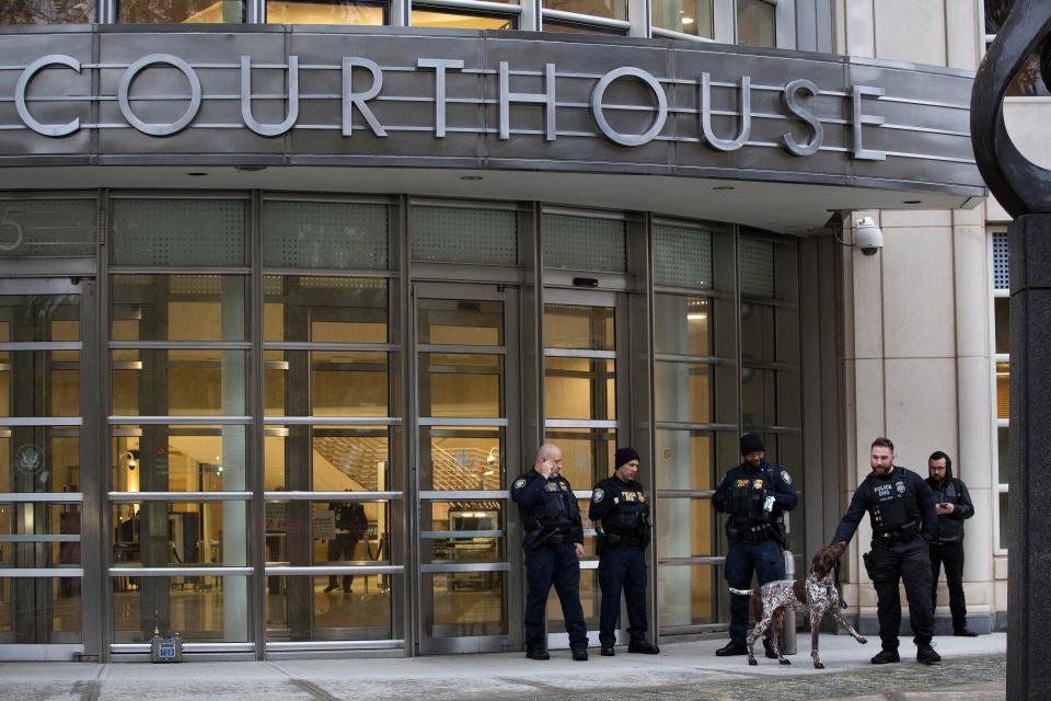  The Department of Homeland Security has personnel in place in front of the Brooklyn Federal Courthouse for the start of jury selection in the trial of Joaquin 'El Chapo' Guzman