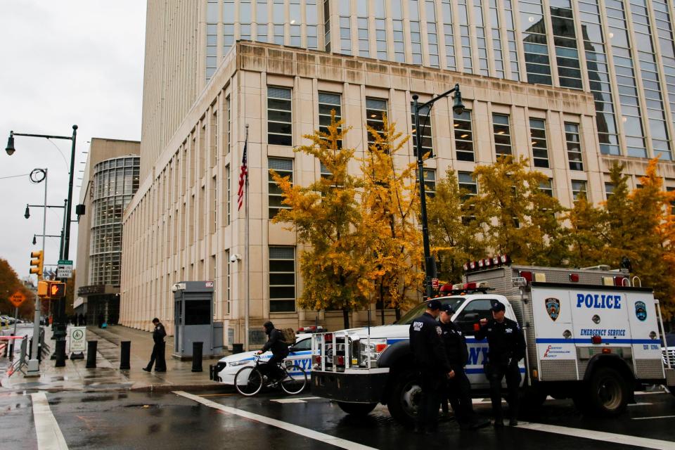  Police guard the courthouse of United States District Court for the Eastern District of New York where Guzman's trial is taking place