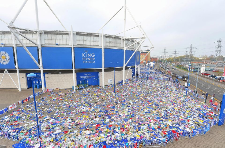  Fans flocked to the King Power stadium to pay their respects to the club's late owner