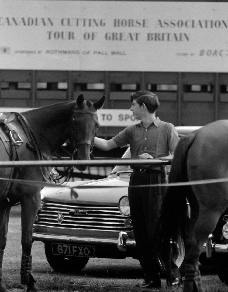  1964: Prince Charles, who had recently recovered from pneumonia in an Aberdeen nursing home, with one of the polo ponies at Smith's Lawn, Windsor Great Park