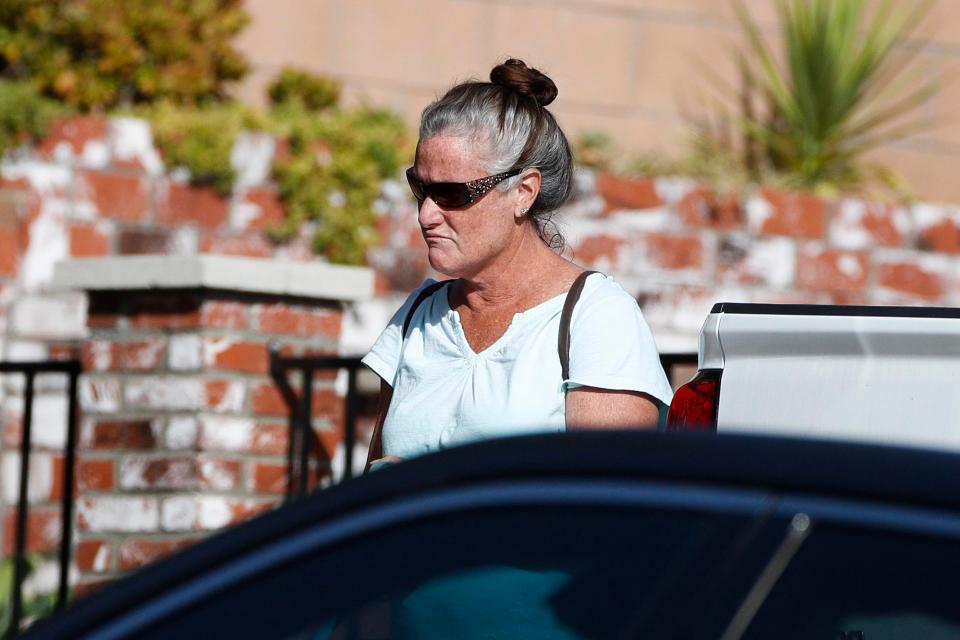  Long's mother Colleen pictured leaving her home in Newbury Park yesterday