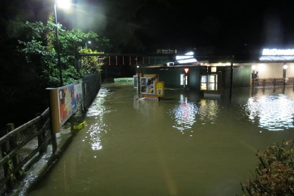  Flooding near McDonald's in Merlin's Bridge, near Haverfordwest, Pembrokeshire