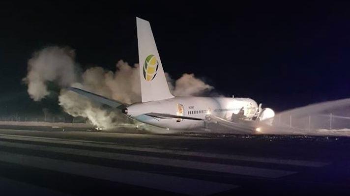  The Boeing 757 jet overshot the runway at Cheddi Jagan International Airport