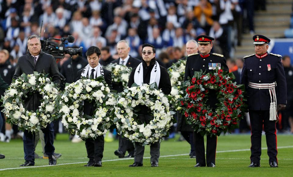 Aiyawatt Srivaddhanaprabha carried a wreath onto the pitch today